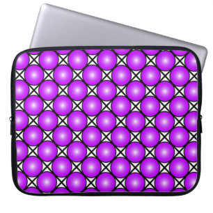 Housse Pour Ordinateur Portable Motif à carreaux noir et blanc points roses Magent