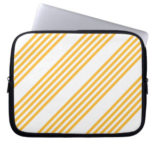 Housse Pour Ordinateur Portable Motif à cinq bandes jaune et blanc ensoleillé