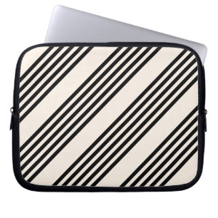 Housse Pour Ordinateur Portable Motif à cinq bandes noir et beige