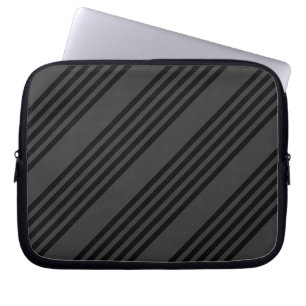 Housse Pour Ordinateur Portable Motif à cinq bandes noir et charbon de bois