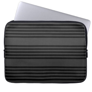 Housse Pour Ordinateur Portable Motif à cinq bandes noir et charbon de bois