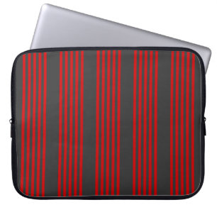 Housse Pour Ordinateur Portable Motif à cinq bandes rouge et charbon de bois