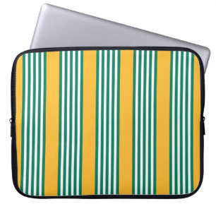 Housse Pour Ordinateur Portable Motif à cinq bandes vert et blanc avec jaune
