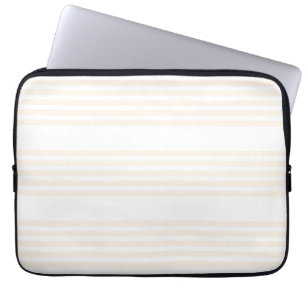 Housse Pour Ordinateur Portable Motif à cinq rayures beige et blanc