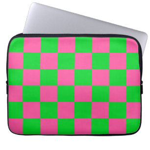 Housse Pour Ordinateur Portable Motif À damiers chèque rose vert