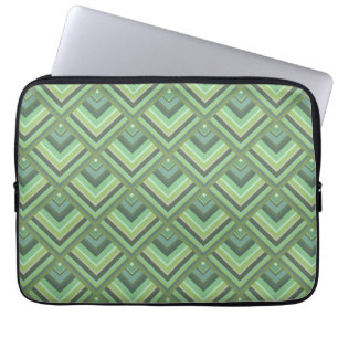 Housse Pour Ordinateur Portable Motif à échelle à rayures vert olive