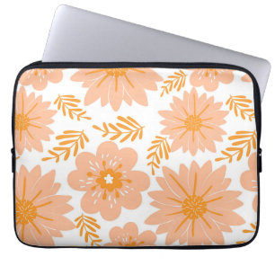 Housse Pour Ordinateur Portable Motif à fleurs orange Fuzz Vintage rétro