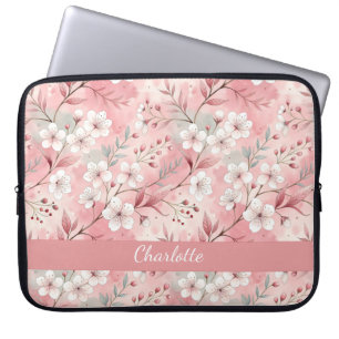 Housse Pour Ordinateur Portable Motif à fleurs Sakura personnalisé rose