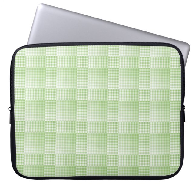 Housse Pour Ordinateur Portable Motif abstrait damier vert blanc (Devant)