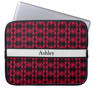 Housse Pour Ordinateur Portable Motif Abstrait Élégant Personnalisé Noir et Rouge