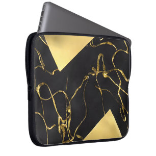 Housse Pour Ordinateur Portable Motif Abstrait noir et or