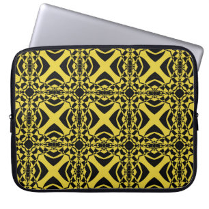 Housse Pour Ordinateur Portable motif Abstrait transparent de couleur noir et or