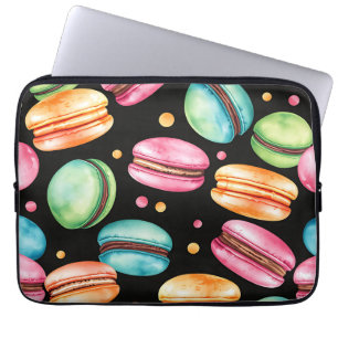Housse Pour Ordinateur Portable Motif aquarelle de macaron français coloré