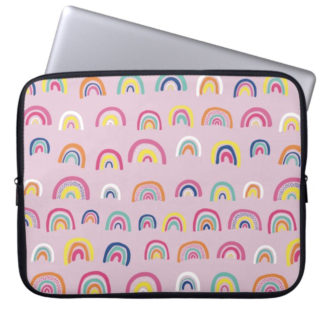 Housse Pour Ordinateur Portable Motif arc-en-ciel rose mou (Devant)