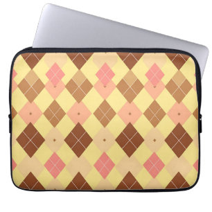 Housse Pour Ordinateur Portable Motif Argyle Rose Brun Chaud
