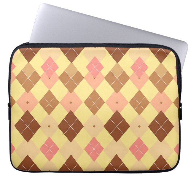 Housse Pour Ordinateur Portable Motif Argyle Rose Brun Chaud (Devant)