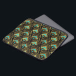 Housse Pour Ordinateur Portable Motif Art déco or et bleu<br><div class="desc">Motif sans couture or et bleu Art Déco sur un arrière - plan noir changeant.</div>