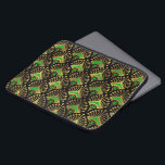 Housse Pour Ordinateur Portable Motif Art déco or et vert<br><div class="desc">Motif sans couture or et vert Art Déco sur un arrière - plan noir changeant.</div>