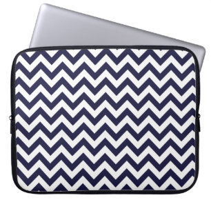Housse Pour Ordinateur Portable Motif blanc de Chevron de bleu marine