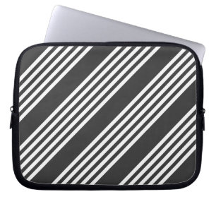 Housse Pour Ordinateur Portable Motif blanc et charbon de bois à cinq bandes