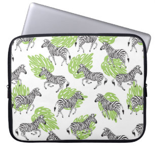 Housse Pour Ordinateur Portable Motif blanc sans couture avec zèbres. illustration