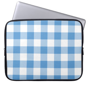 Housse Pour Ordinateur Portable Motif bleu clair et blanc En vichy