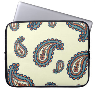 Housse Pour Ordinateur Portable Motif bleu et orange en pastel de Paisley