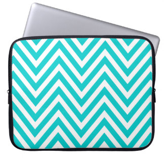 HOUSSE POUR ORDINATEUR PORTABLE MOTIF BLEU TURQUOISE DE CHEVRON D'AMUSEMENT