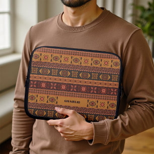 Housse Pour Ordinateur Portable Motif Bohème Tribal Ethnique en Terracotta Traditi