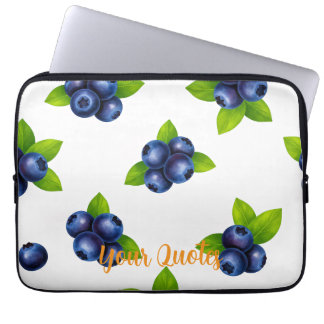 Housse Pour Ordinateur Portable Motif botanique à l'aquarelle de myrtille bleue