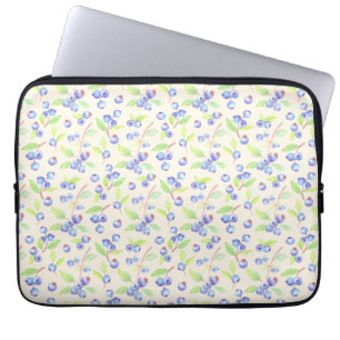 Housse Pour Ordinateur Portable Motif botanique de myrtille à l'aquarelle mignon