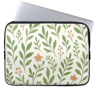 Housse Pour Ordinateur Portable Motif botanique minimaliste avec feuilles vertes