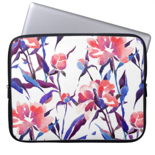 Housse Pour Ordinateur Portable Motif botanique transparent à l'aquarelle. Main de