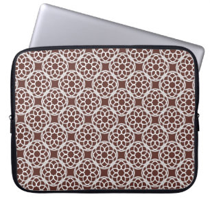 Housse Pour Ordinateur Portable Motif Brown blanc géométrique sans couture