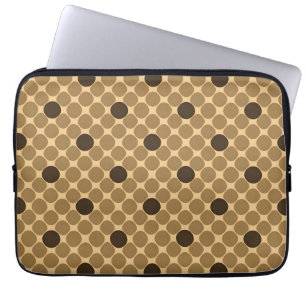 Housse Pour Ordinateur Portable Motif Brun Géométrique avec Cercles