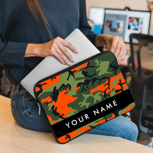Housse Pour Ordinateur Portable Motif Camouflage orange, Votre nom, Personnaliser