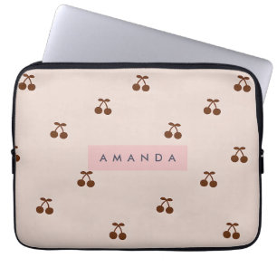 Housse Pour Ordinateur Portable Motif Cerise Marron Personnalisé