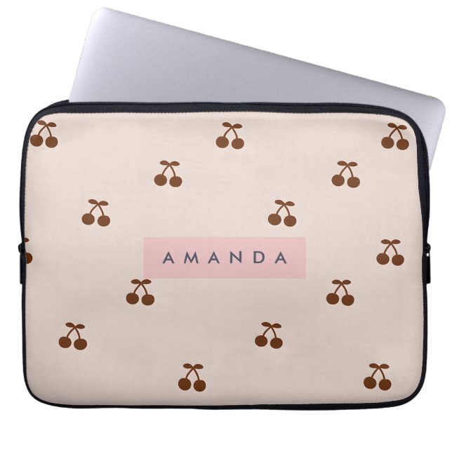 Housse Pour Ordinateur Portable Motif Cerise Marron Personnalisé (Devant)