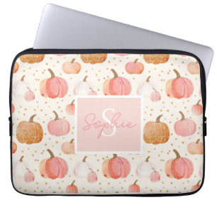 Housse Pour Ordinateur Portable Motif Citrouille aquarelle avec nom