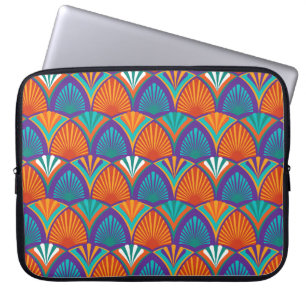 Housse Pour Ordinateur Portable Motif clair géométrique avec feuilles de palmiers,