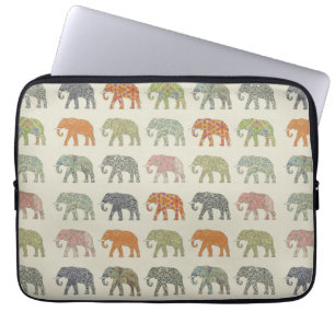 Housse Pour Ordinateur Portable Motif contemporain d'éléphant animal coloré