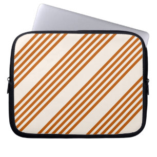 Housse Pour Ordinateur Portable Motif couleur orange brun et beige cinq rayures