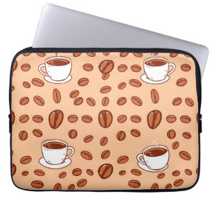 Housse Pour Ordinateur Portable Motif Cozy Tasses Haricots de Café