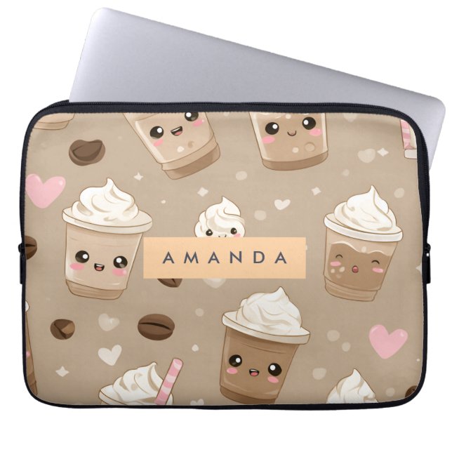 Housse Pour Ordinateur Portable Motif Cute Cappuccino personnalisé (Devant)