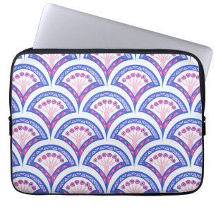Housse Pour Ordinateur Portable motif damassé floral bleu
