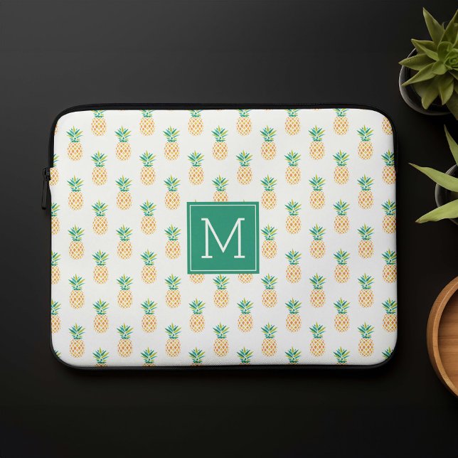 Housse Pour Ordinateur Portable Motif d'ananas monogramme (Créateur téléchargé)