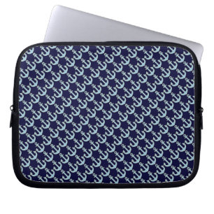 Housse Pour Ordinateur Portable motif d'ancre nautique de bateau bleu