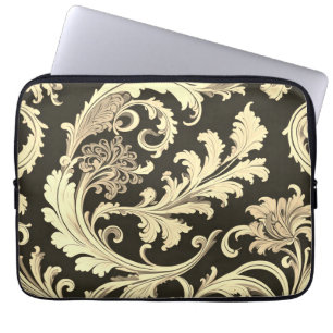 Housse Pour Ordinateur Portable Motif d'antiquités Brown Fleur