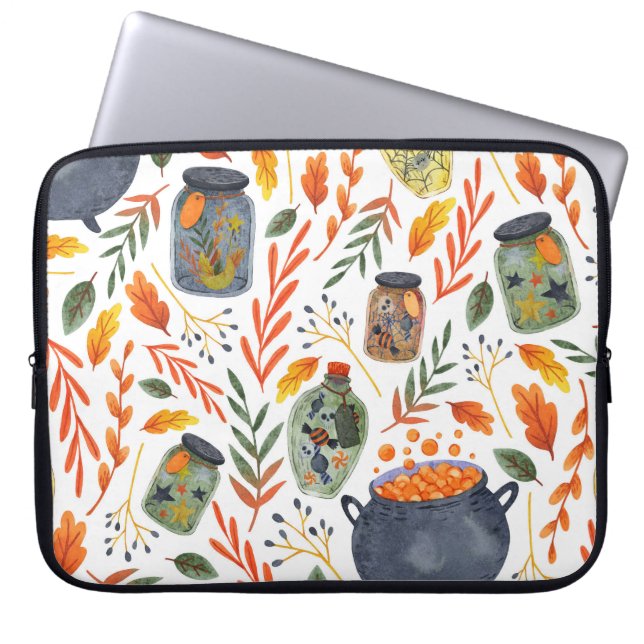 Housse Pour Ordinateur Portable Motif d'aquarelle avec feuillage d'automne. (Devant)