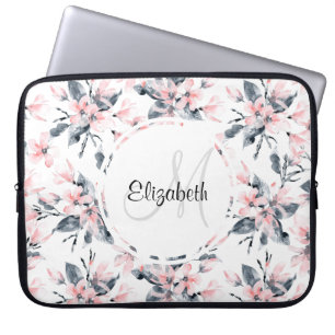 Housse Pour Ordinateur Portable Motif d'aquarelle rose et gris